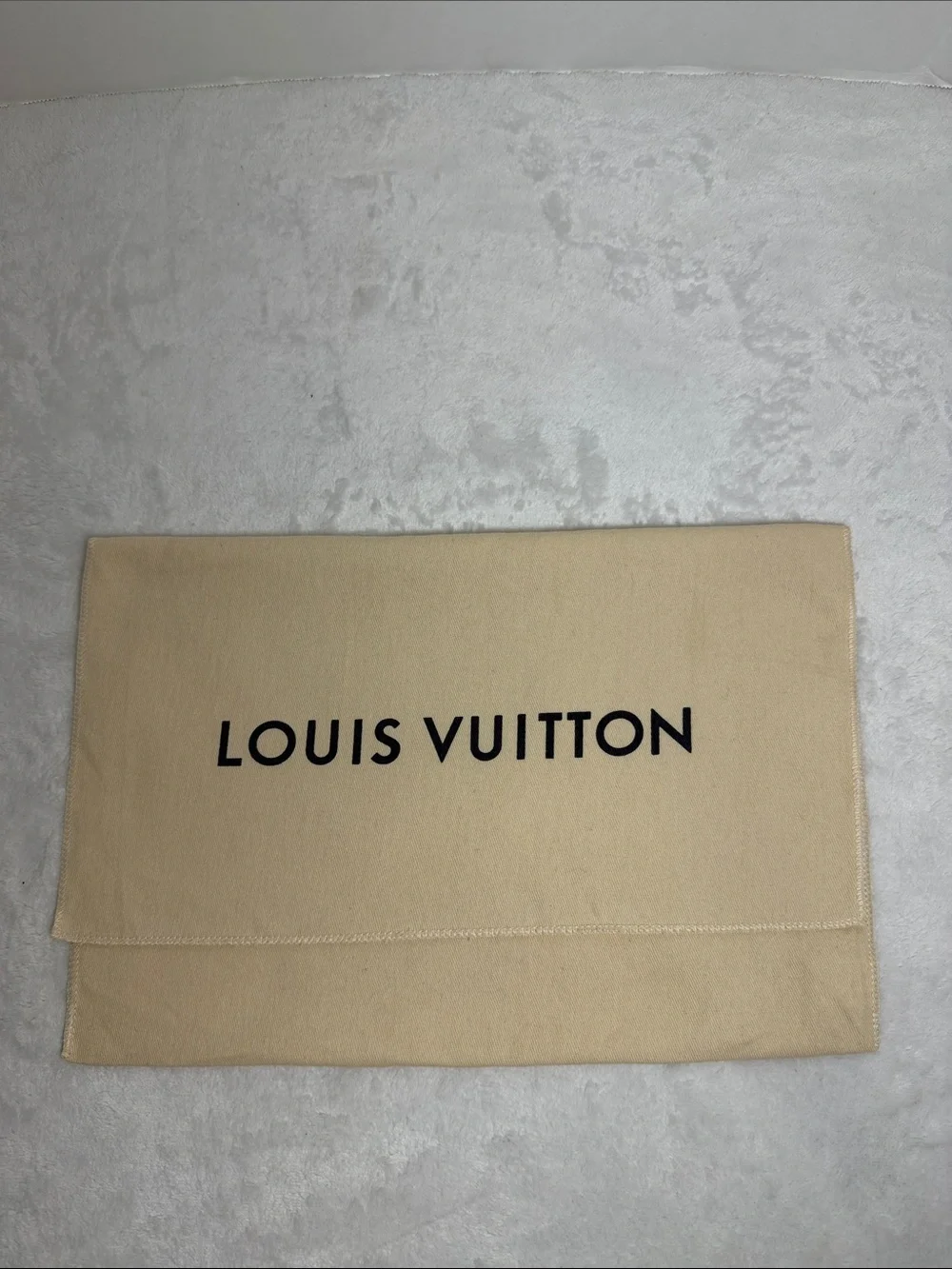 Louis Vuitton Beige Fabric Protective Pouch with Black Logo